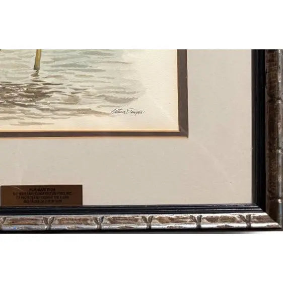 Original Arthur Singer Watercolor Painting Great Blue Heron Signed And Framed