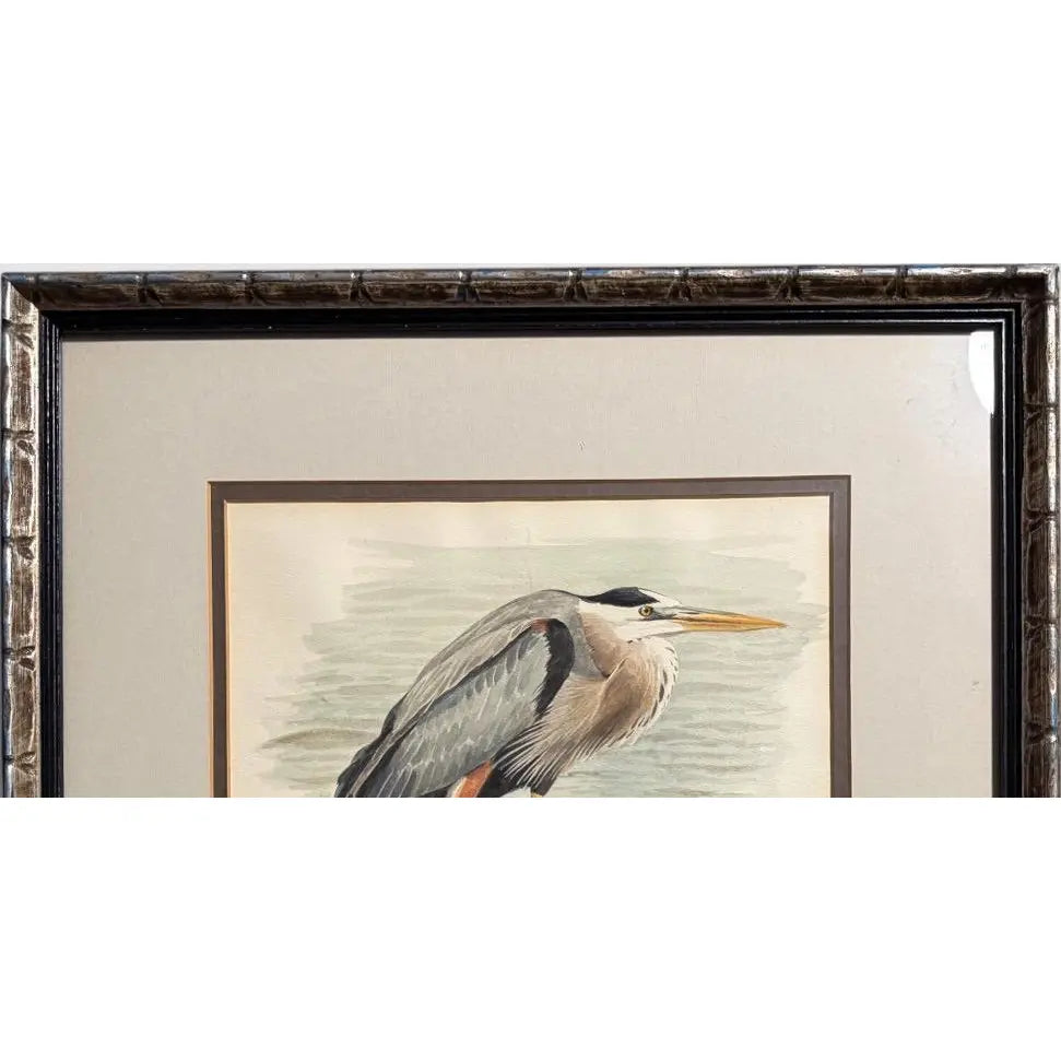 Original Arthur Singer Watercolor Painting Great Blue Heron Signed And Framed