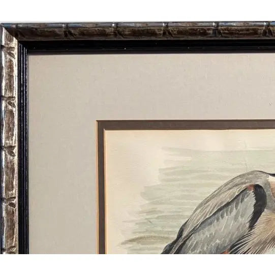 Original Arthur Singer Watercolor Painting Great Blue Heron Signed And Framed