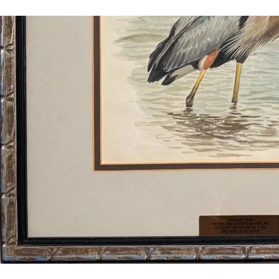 Original Arthur Singer Watercolor Painting Great Blue Heron Signed And Framed