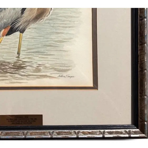 Original Arthur Singer Watercolor Painting Great Blue Heron Signed And Framed