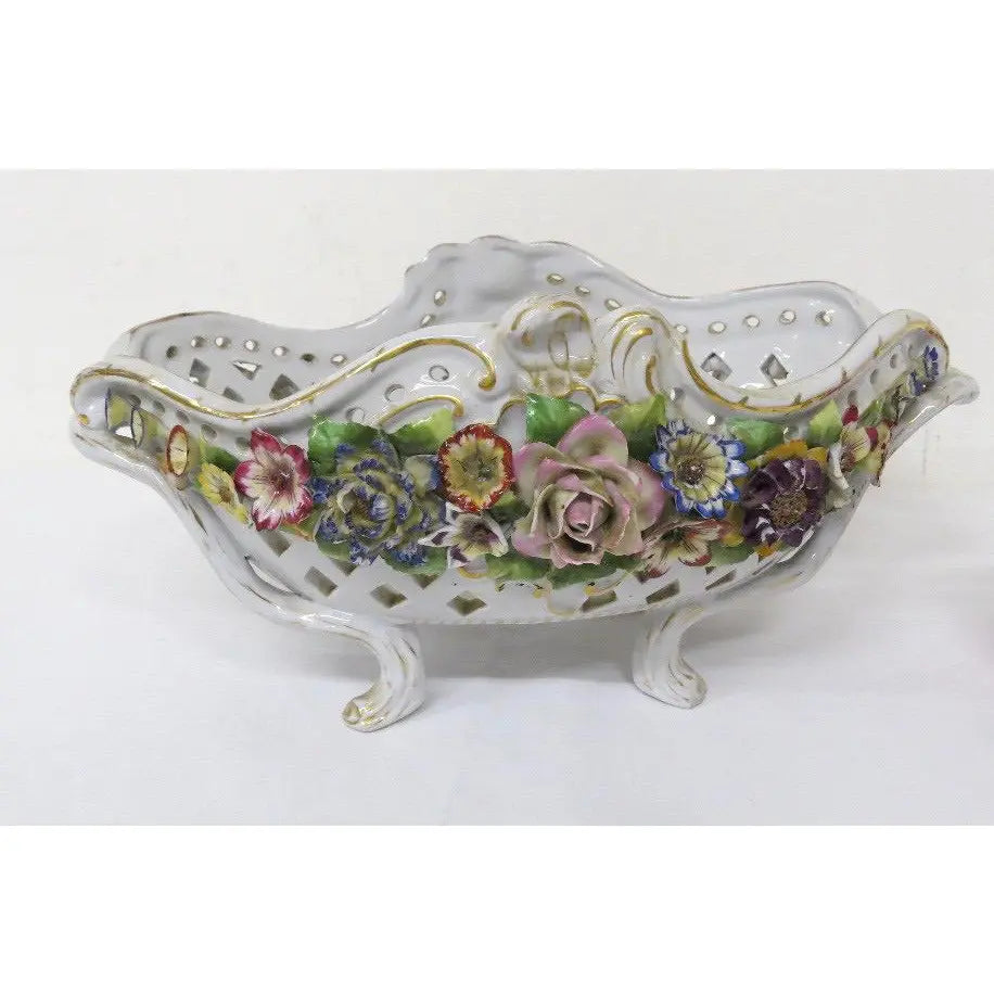 Antique Von Schierholz Reticulated Porcelain Console Bowl - 1907-1927