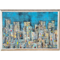 Original Leonardo Nierman Painting Arrabal Monumental 1958 Mid Century Modern Cityscape Oil On Leatherwood Masonite - 78” x 54”