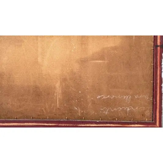 Original Leonardo Nierman Painting Arrabal Monumental 1958 Mid Century Modern Cityscape Oil On Leatherwood Masonite - 78” x 54”