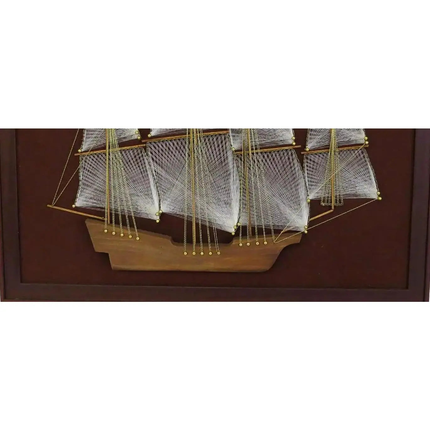 Large 1970s Mid-Century Modern Nautical String Art Galleon in Professional Gallery Frame