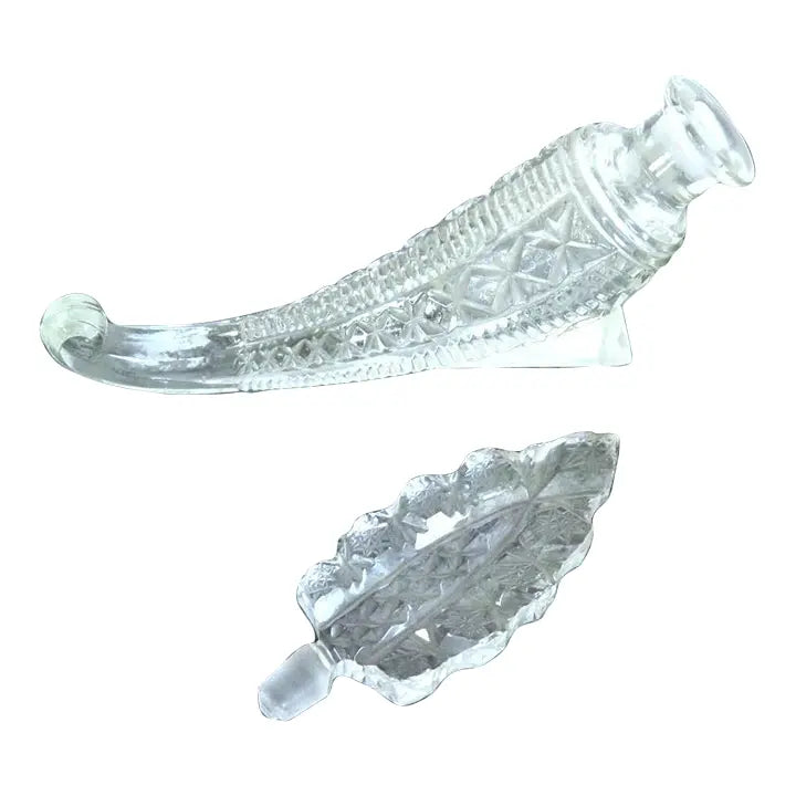 Vintage Art Deco Czech Cut Crystal Cornucopia Perfume Bottle