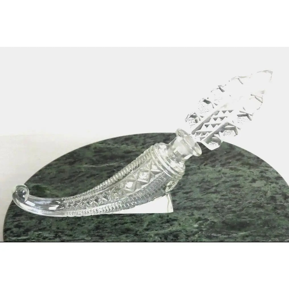 Vintage Art Deco Czech Cut Crystal Cornucopia Perfume Bottle