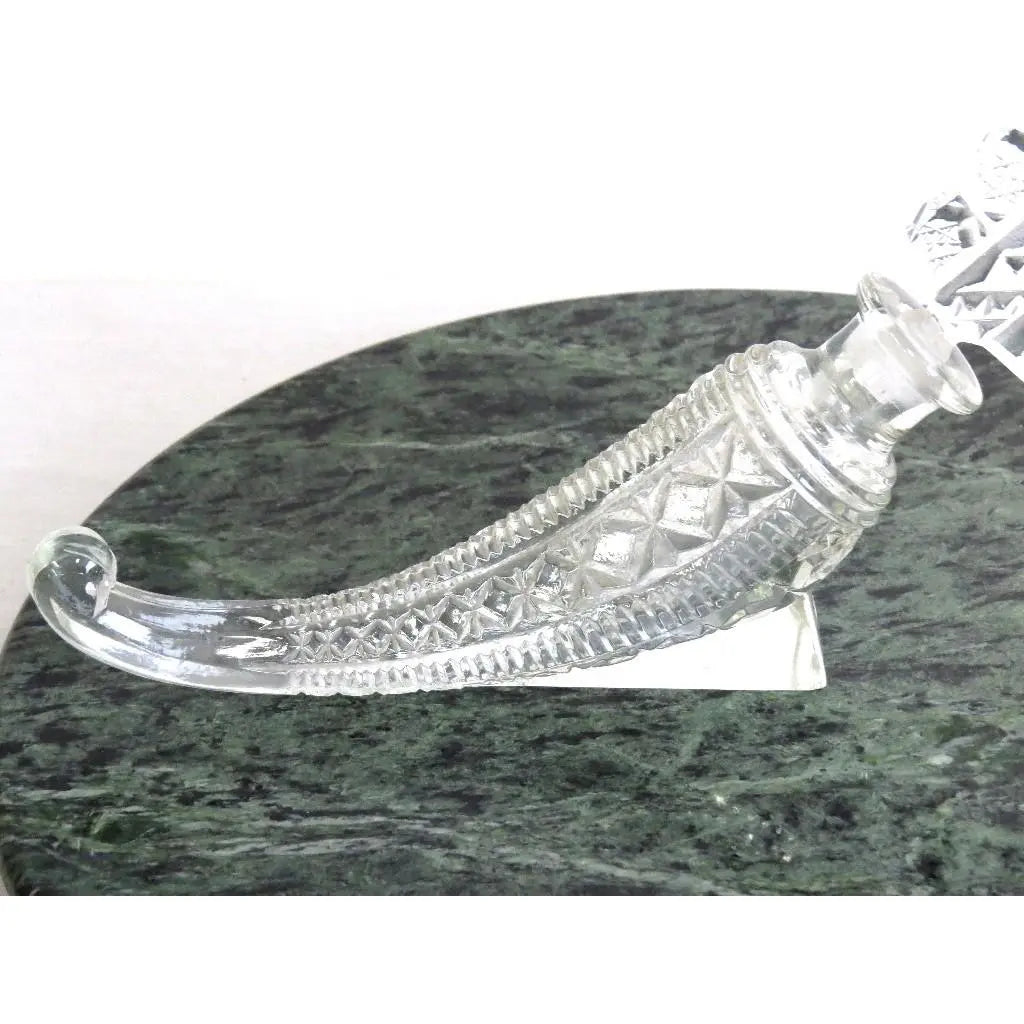 Vintage Art Deco Czech Cut Crystal Cornucopia Perfume Bottle