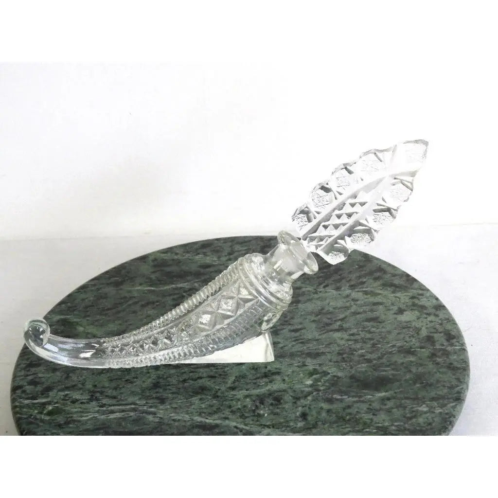 Vintage Art Deco Czech Cut Crystal Cornucopia Perfume Bottle