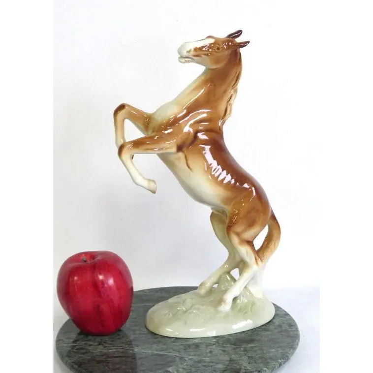Vintage Royal Dux Rearing Stallion Porcelain Figurine (c. 1960-1978)