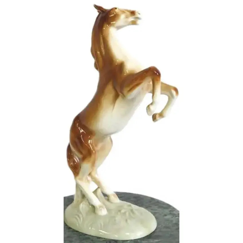 Vintage Royal Dux Rearing Stallion Porcelain Figurine (c. 1960-1978)