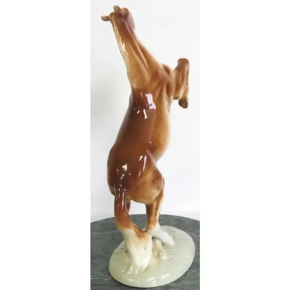 Vintage Royal Dux Rearing Stallion Porcelain Figurine (c. 1960-1978)