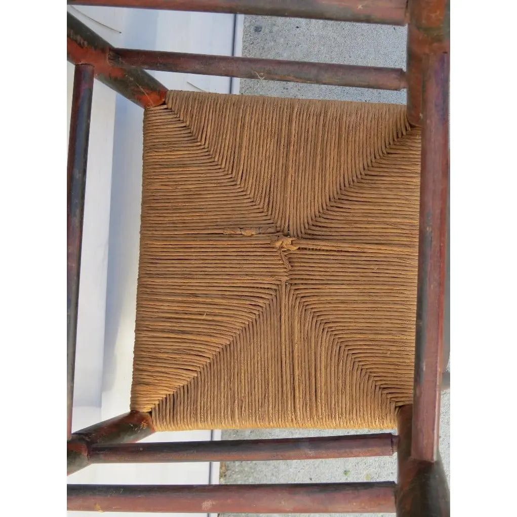 Antique Early 19th Century Hitchcock Style Stenciled Side Chair with Woven Rush Seat