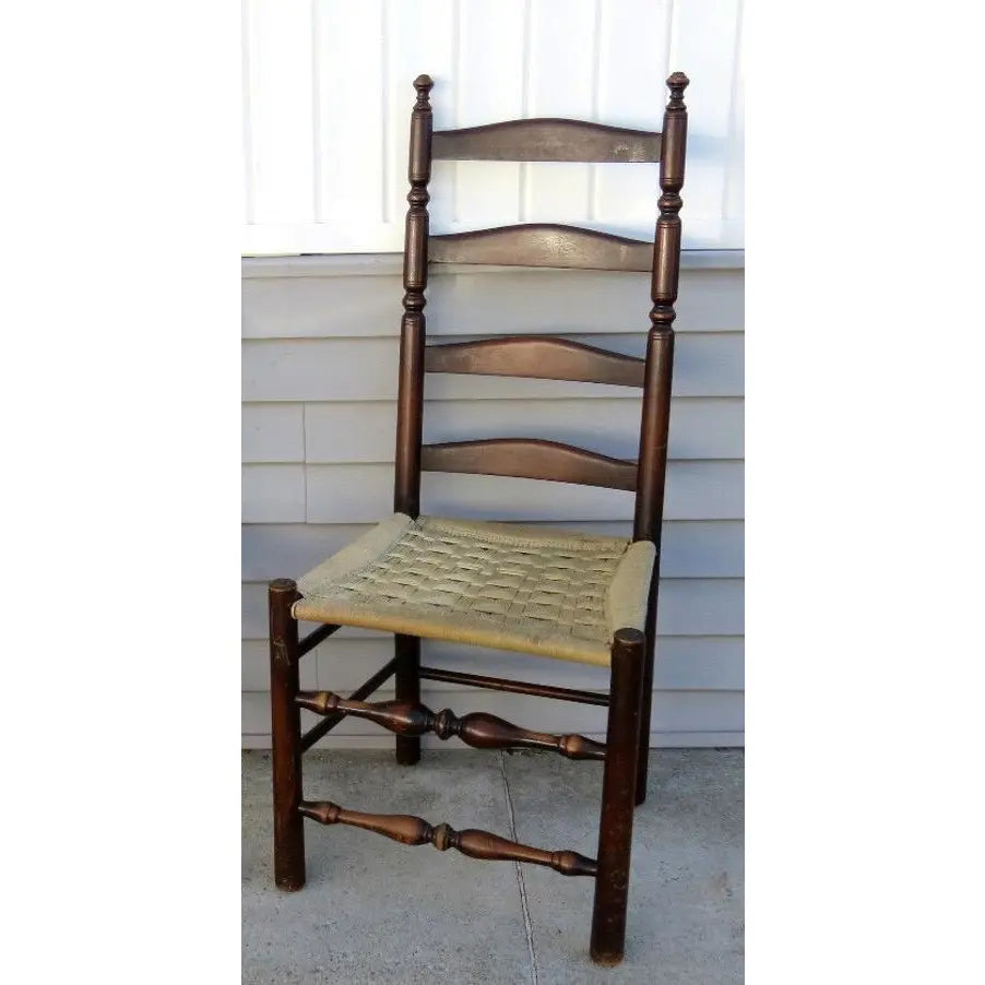 Antique 19th Century American Primitive Four Slat Ladderback Chair - 43”