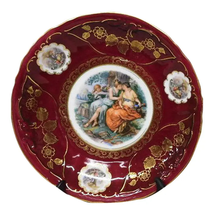 Vintage Mitterteich Bavaria 10.5" Cabinet Plate – Gilded Neoclassical "Courting Couple" Scene