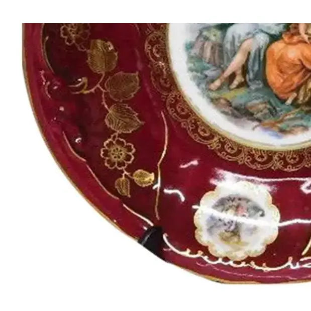 Vintage Mitterteich Bavaria 10.5" Cabinet Plate – Gilded Neoclassical "Courting Couple" Scene