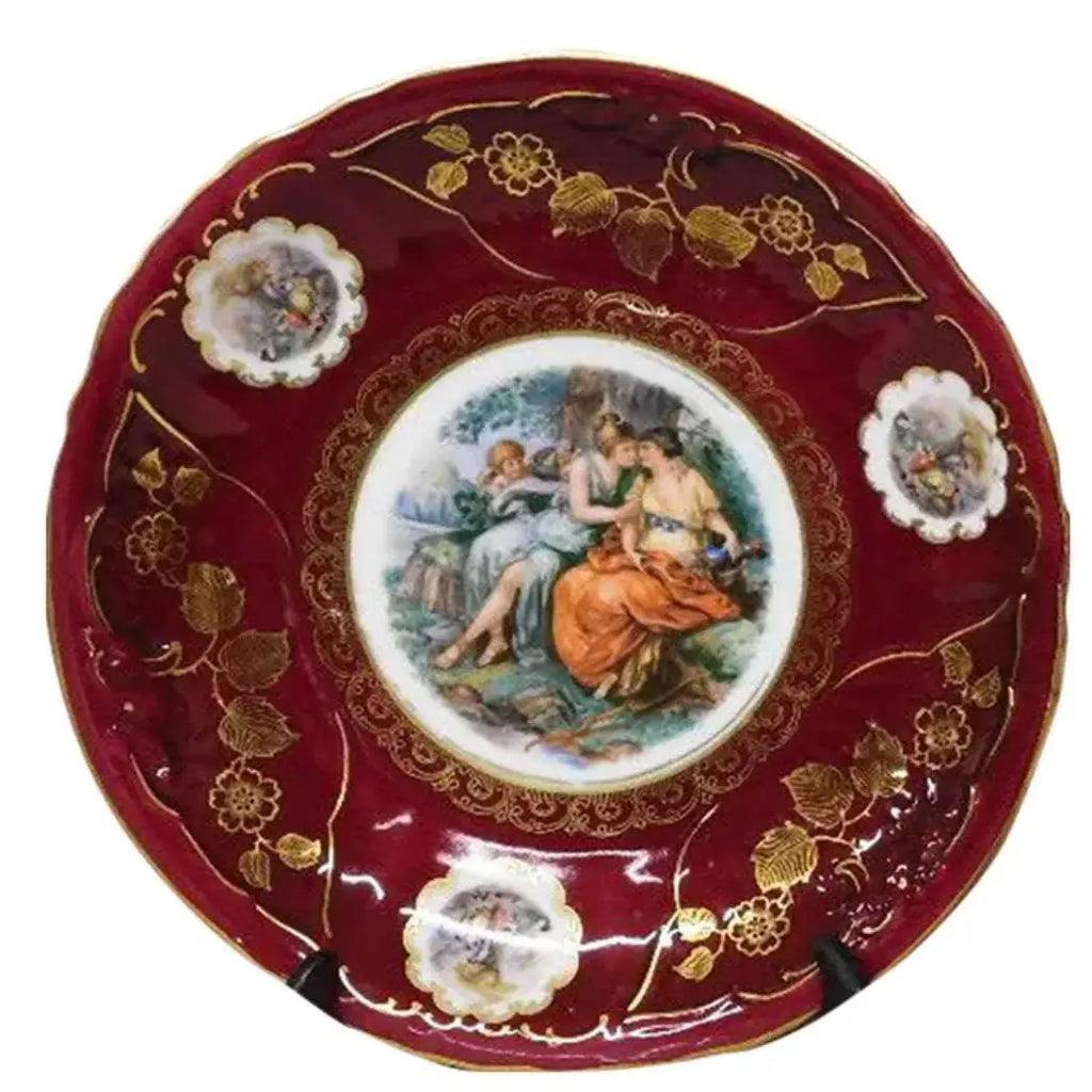 Vintage Mitterteich Bavaria 10.5" Cabinet Plate – Gilded Neoclassical "Courting Couple" Scene