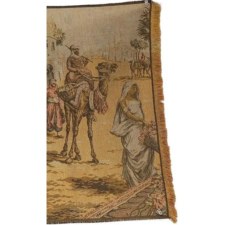 Vintage Mid-Century Orientalist Woven Tapestry – "The Bazaar Dancer"