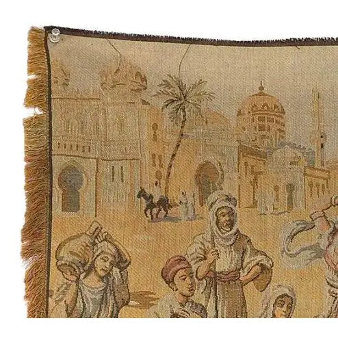 Vintage Mid-Century Orientalist Woven Tapestry – "The Bazaar Dancer"