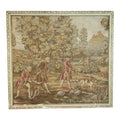 Large Vintage Framed French Hunting Scene Tapestry – Aubusson-Style Verdure Jacquard