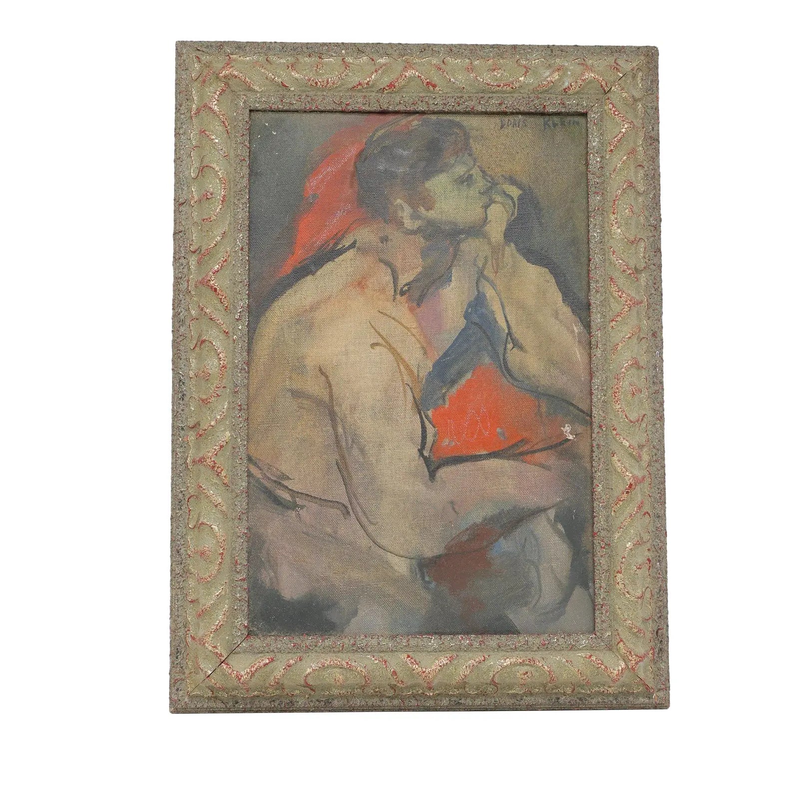 Original Mid-Century Oil on Canvas "Figural Study" by Doris Klein (NY, 1918-2002)