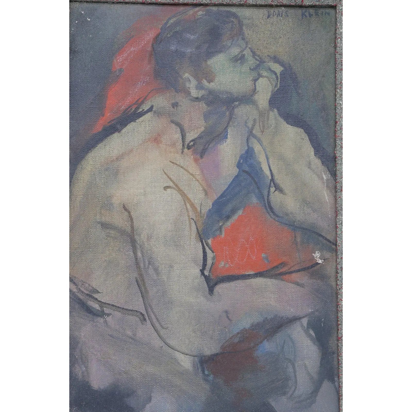 Original Mid-Century Oil on Canvas "Figural Study" by Doris Klein (NY, 1918-2002)
