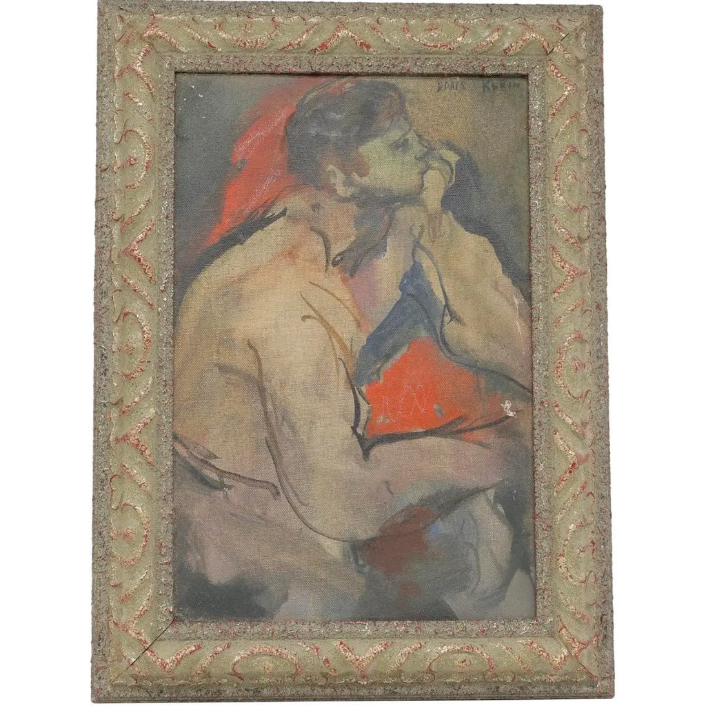 Original Mid-Century Oil on Canvas "Figural Study" by Doris Klein (NY, 1918-2002)
