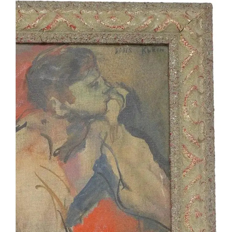 Original Mid-Century Oil on Canvas "Figural Study" by Doris Klein (NY, 1918-2002)