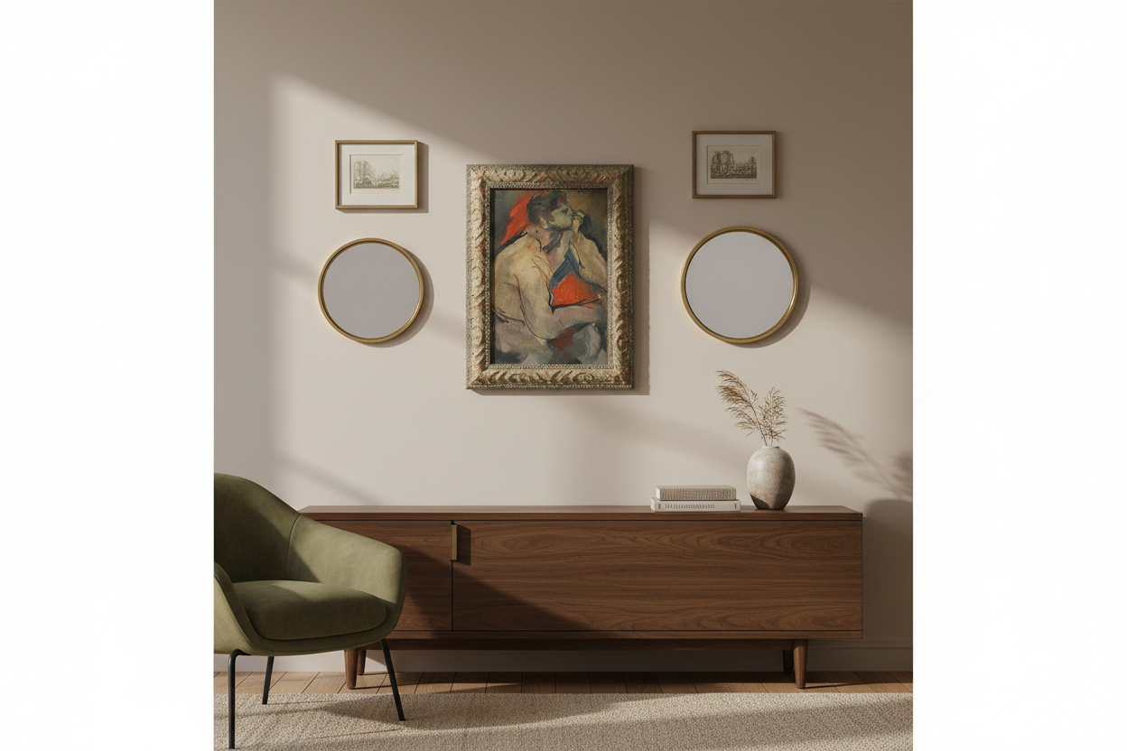 Original Mid-Century Oil on Canvas "Figural Study" by Doris Klein (NY, 1918-2002)