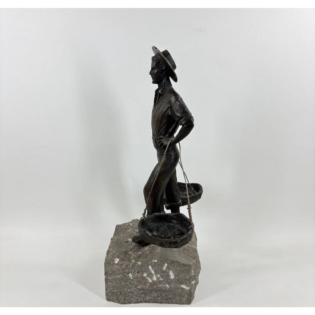 "El Cenachero" – Authentic Signed Bronze Sculpture by Jaime Pimentel