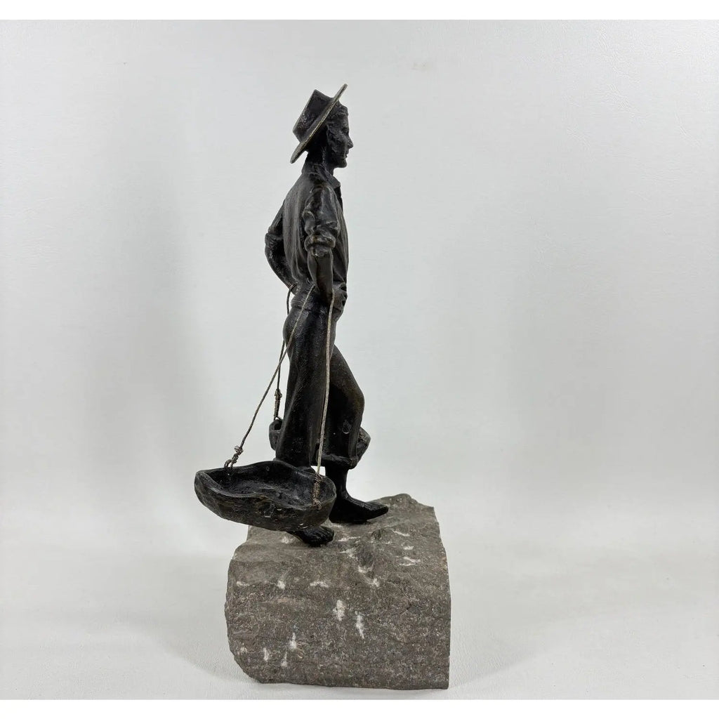 "El Cenachero" – Authentic Signed Bronze Sculpture by Jaime Pimentel