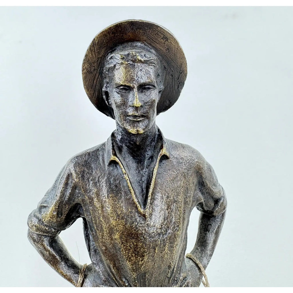 "El Cenachero" – Authentic Signed Bronze Sculpture by Jaime Pimentel