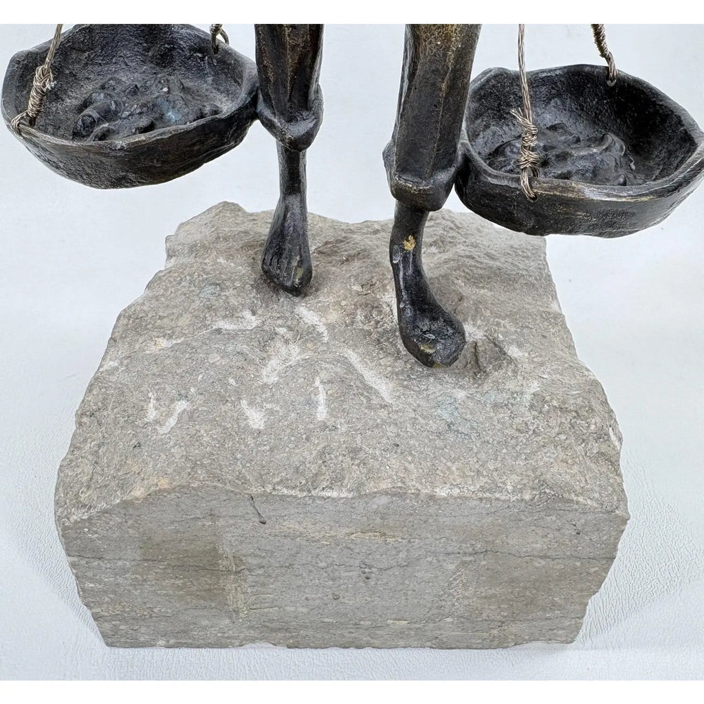 "El Cenachero" – Authentic Signed Bronze Sculpture by Jaime Pimentel