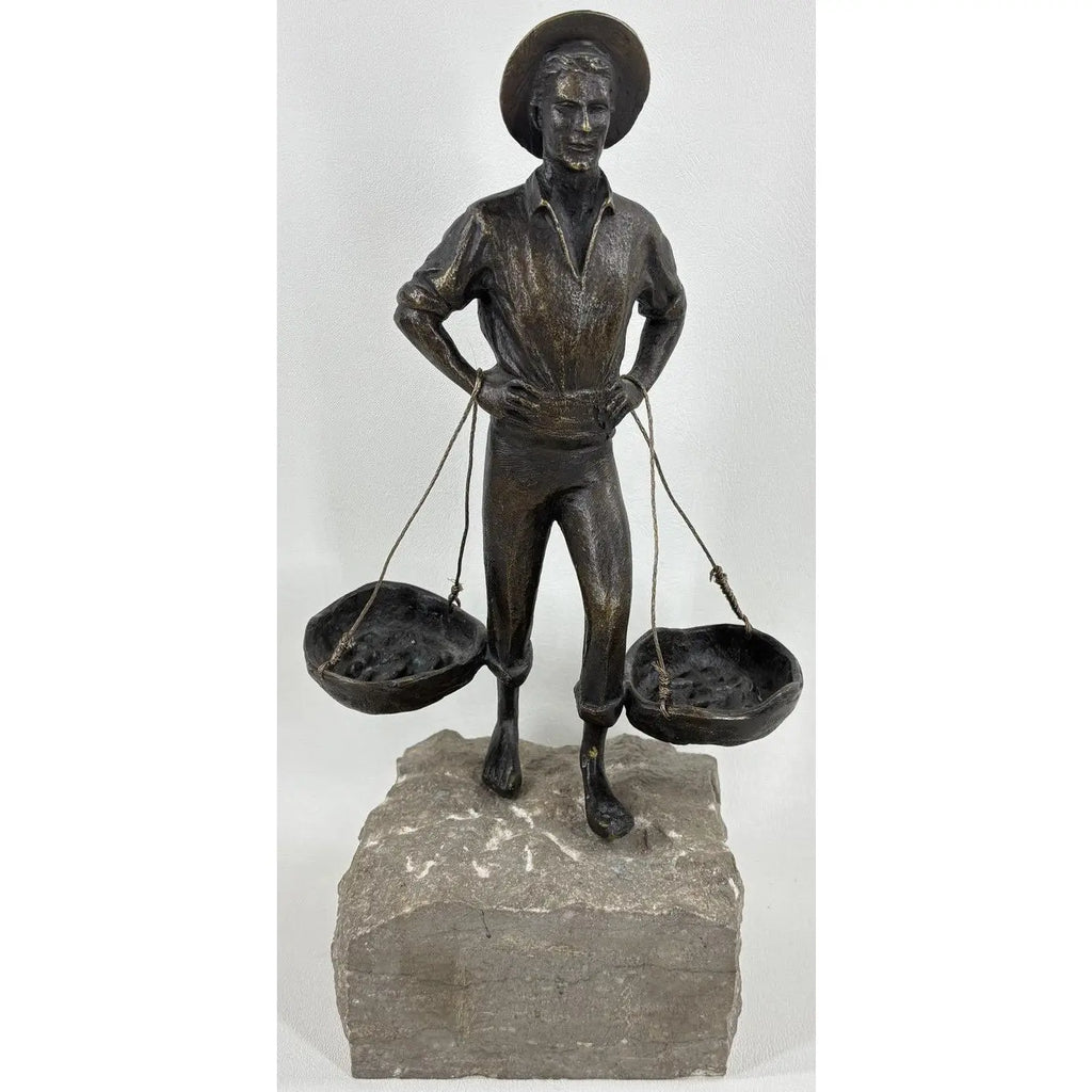 "El Cenachero" – Authentic Signed Bronze Sculpture by Jaime Pimentel