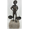 "El Cenachero" – Authentic Signed Bronze Sculpture by Jaime Pimentel