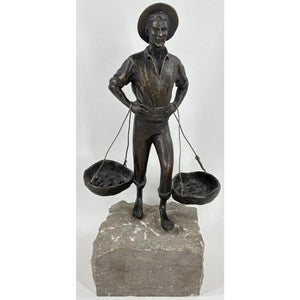 "El Cenachero" – Authentic Signed Bronze Sculpture by Jaime Pimentel