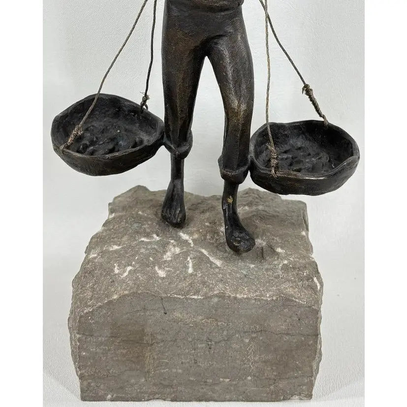 "El Cenachero" – Authentic Signed Bronze Sculpture by Jaime Pimentel