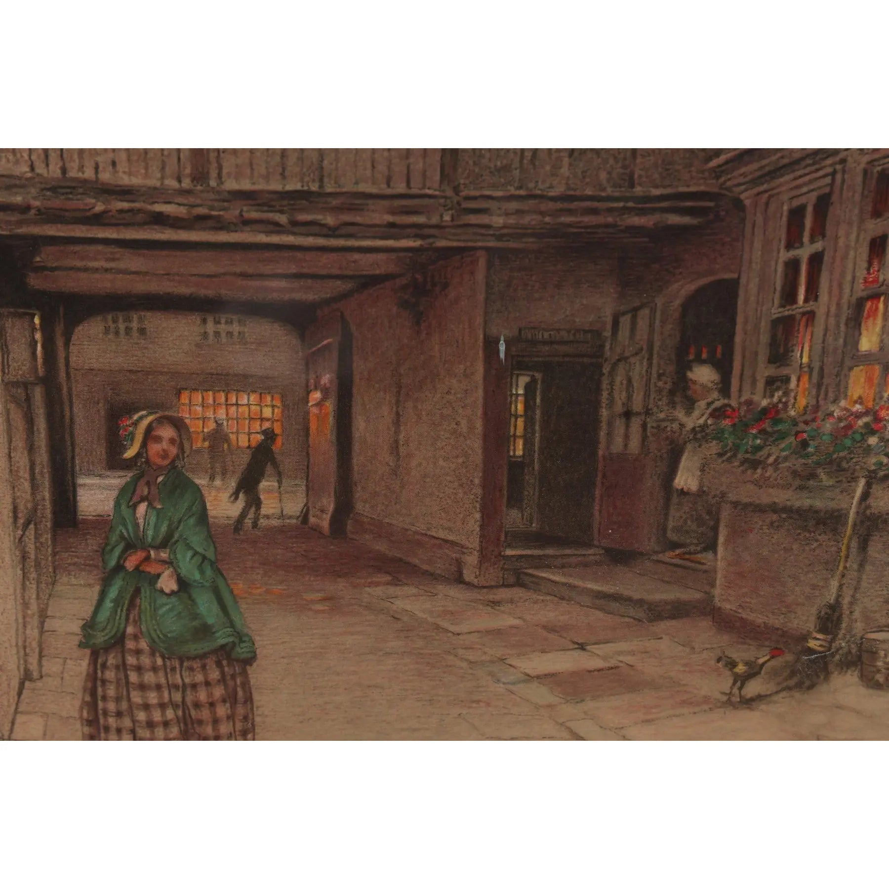 Antique Pencil-Signed Cecil Aldin Lithograph "The Red Lion, Banbury" c. 1923