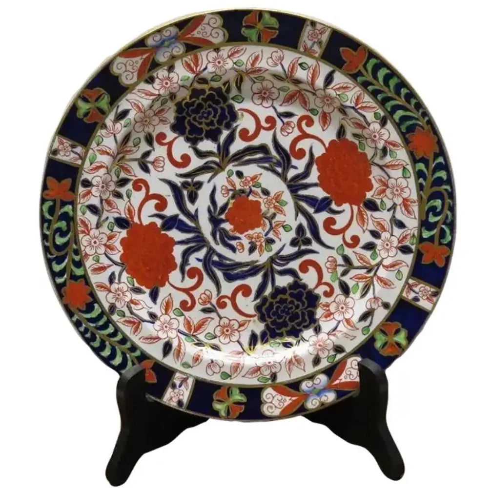 Antique Late 19th Century Royal Crown Derby Imari Pattern Dinner Plate - 10"