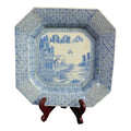 Antique 19th Century Japanese Meiji Period Arita 12” Octagonal Blue and White Landscape Charger