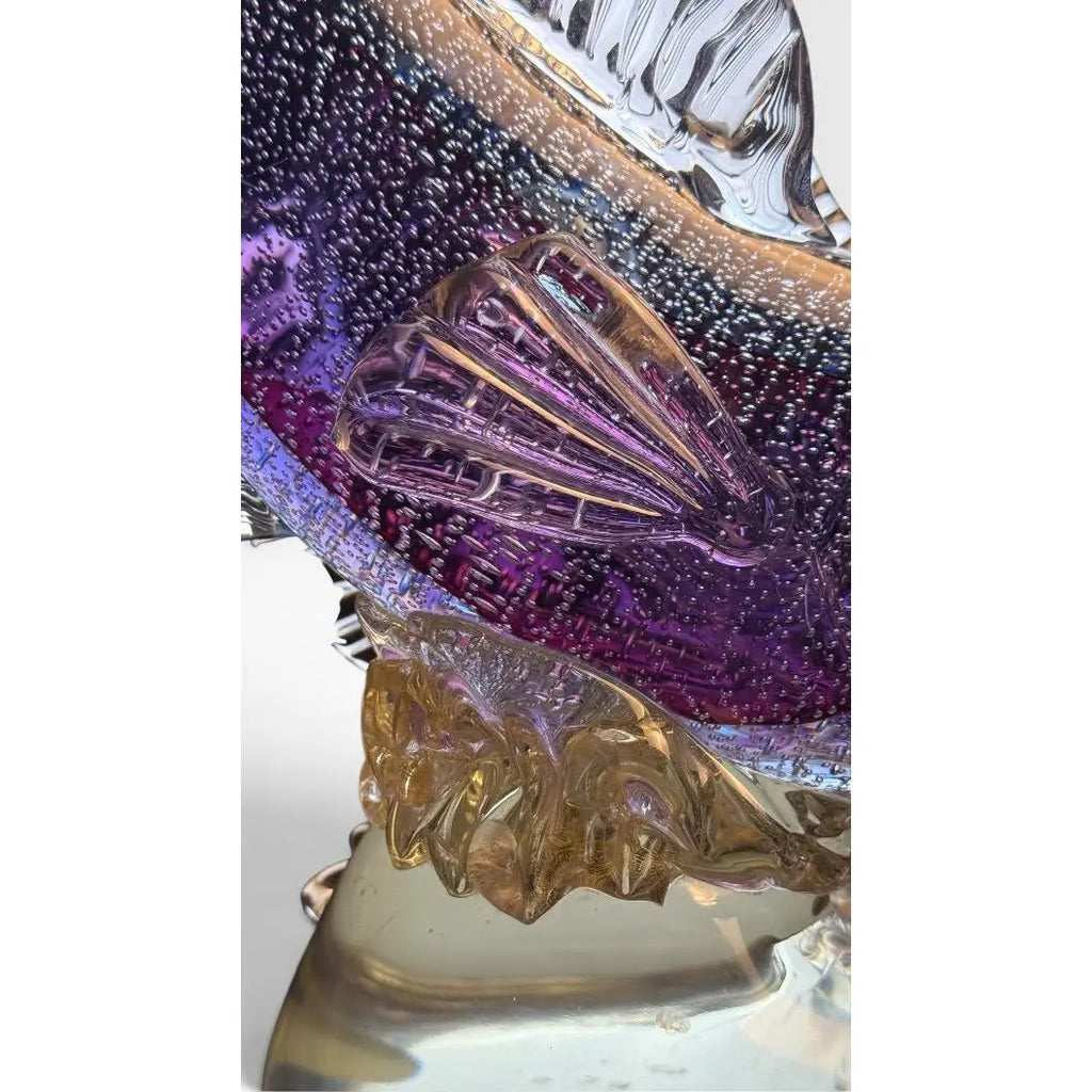 Large Vintage Alfredo Barbini Attributed Murano Glass Double Fish Sculpture Mid Century Italian Art Glass Centerpiece&nbsp;
