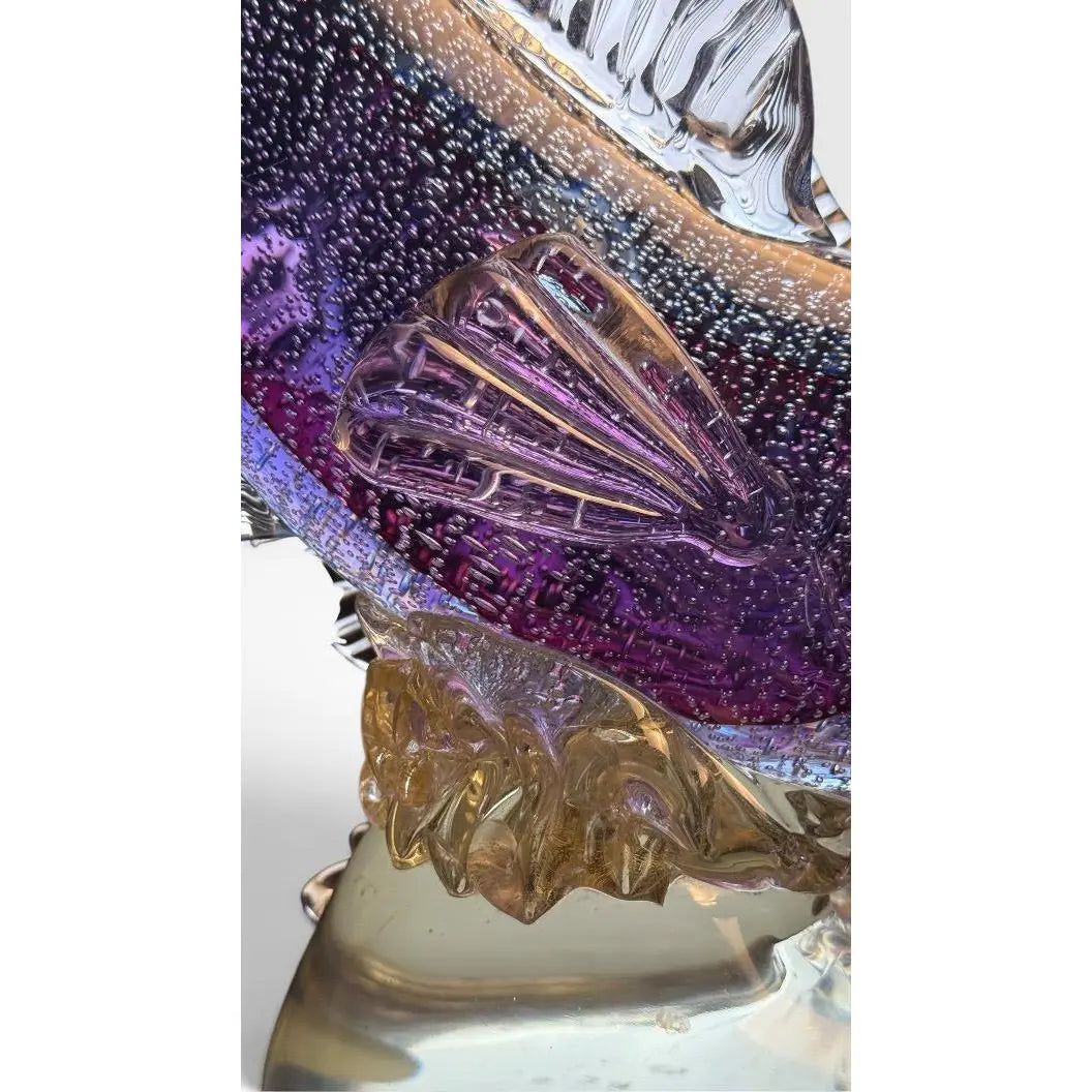 Large Vintage Alfredo Barbini Attributed Murano Glass Double Fish Sculpture Mid Century Italian Art Glass Centerpiece&nbsp;