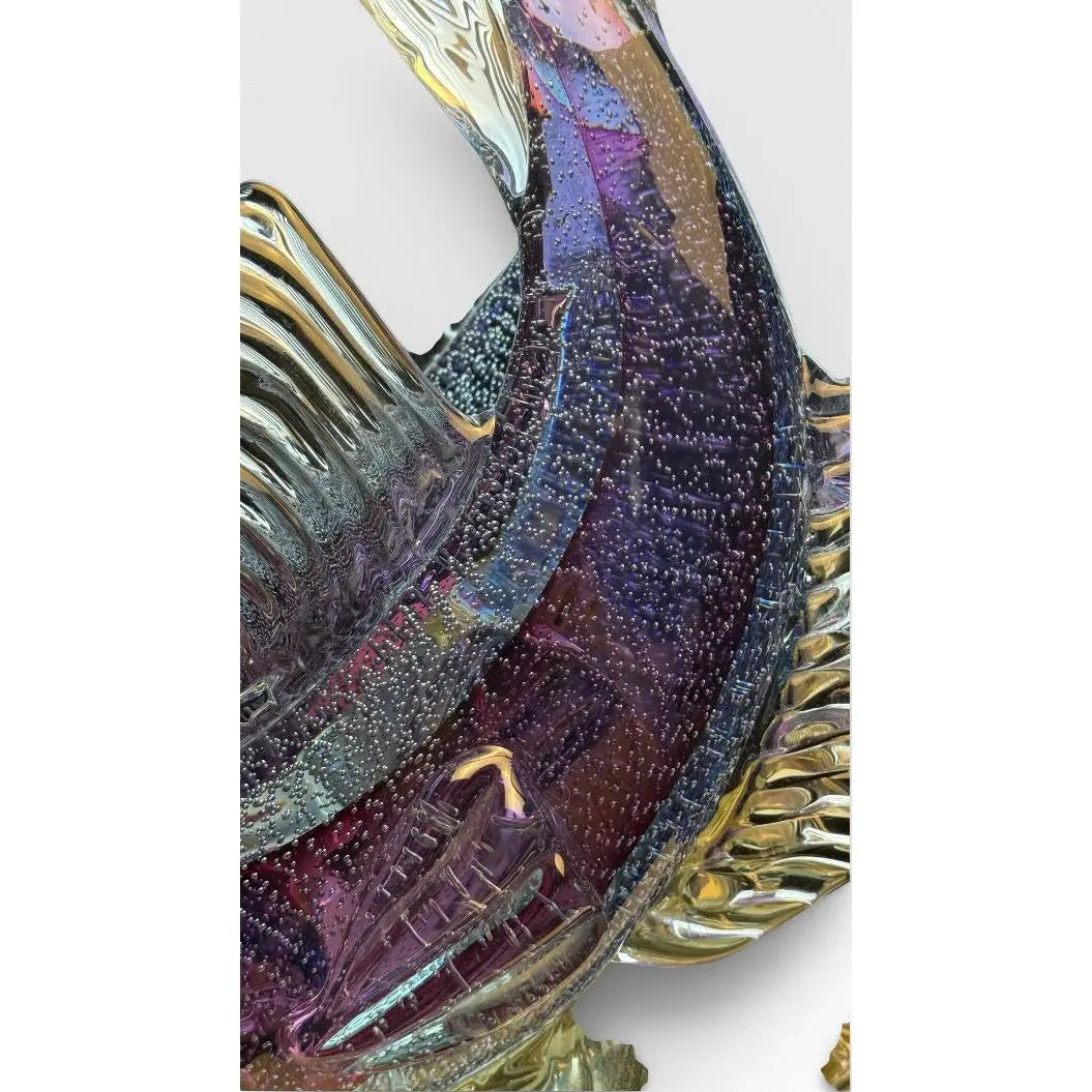 Large Vintage Alfredo Barbini Attributed Murano Glass Double Fish Sculpture Mid Century Italian Art Glass Centerpiece&nbsp;
