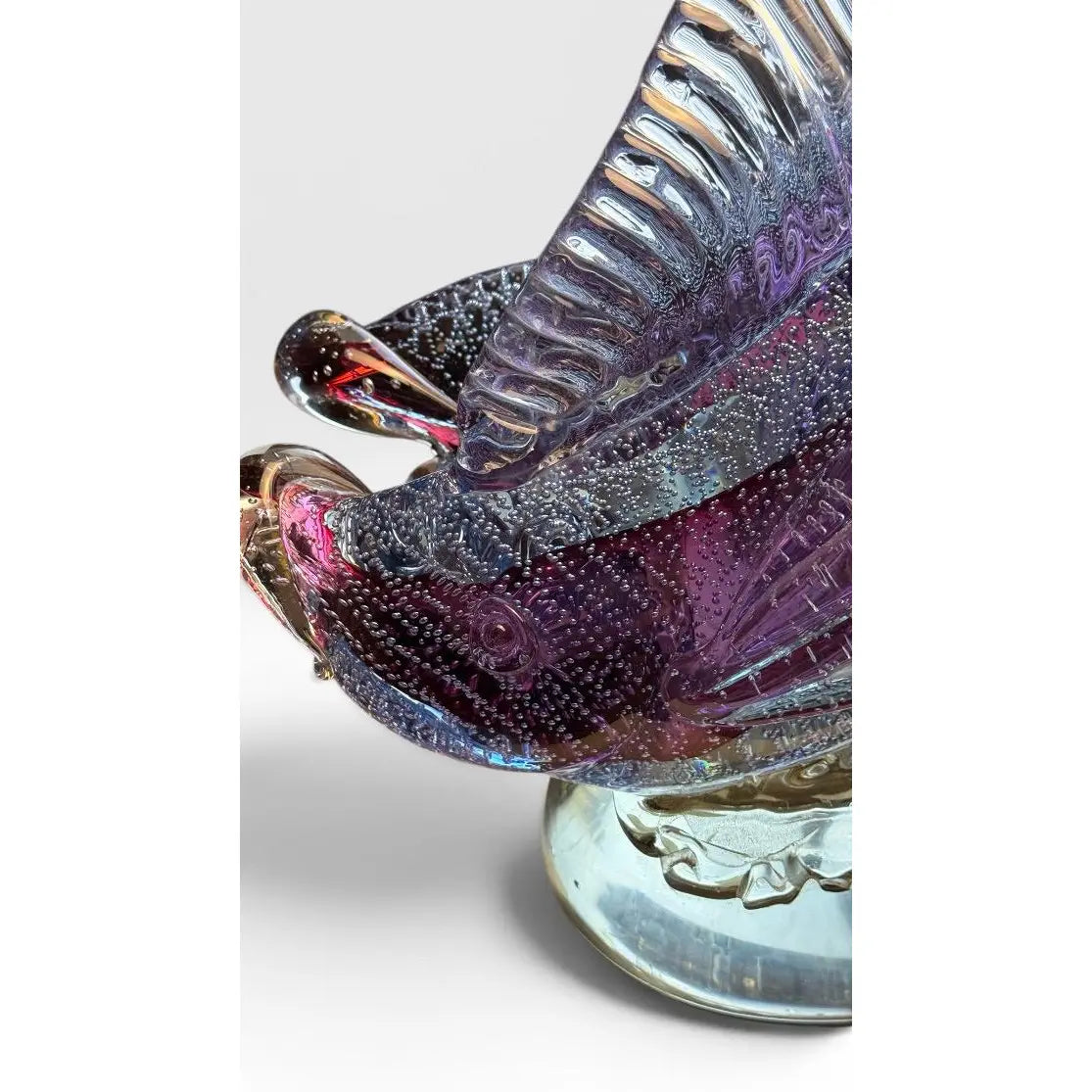 Large Vintage Alfredo Barbini Attributed Murano Glass Double Fish Sculpture Mid Century Italian Art Glass Centerpiece&nbsp;