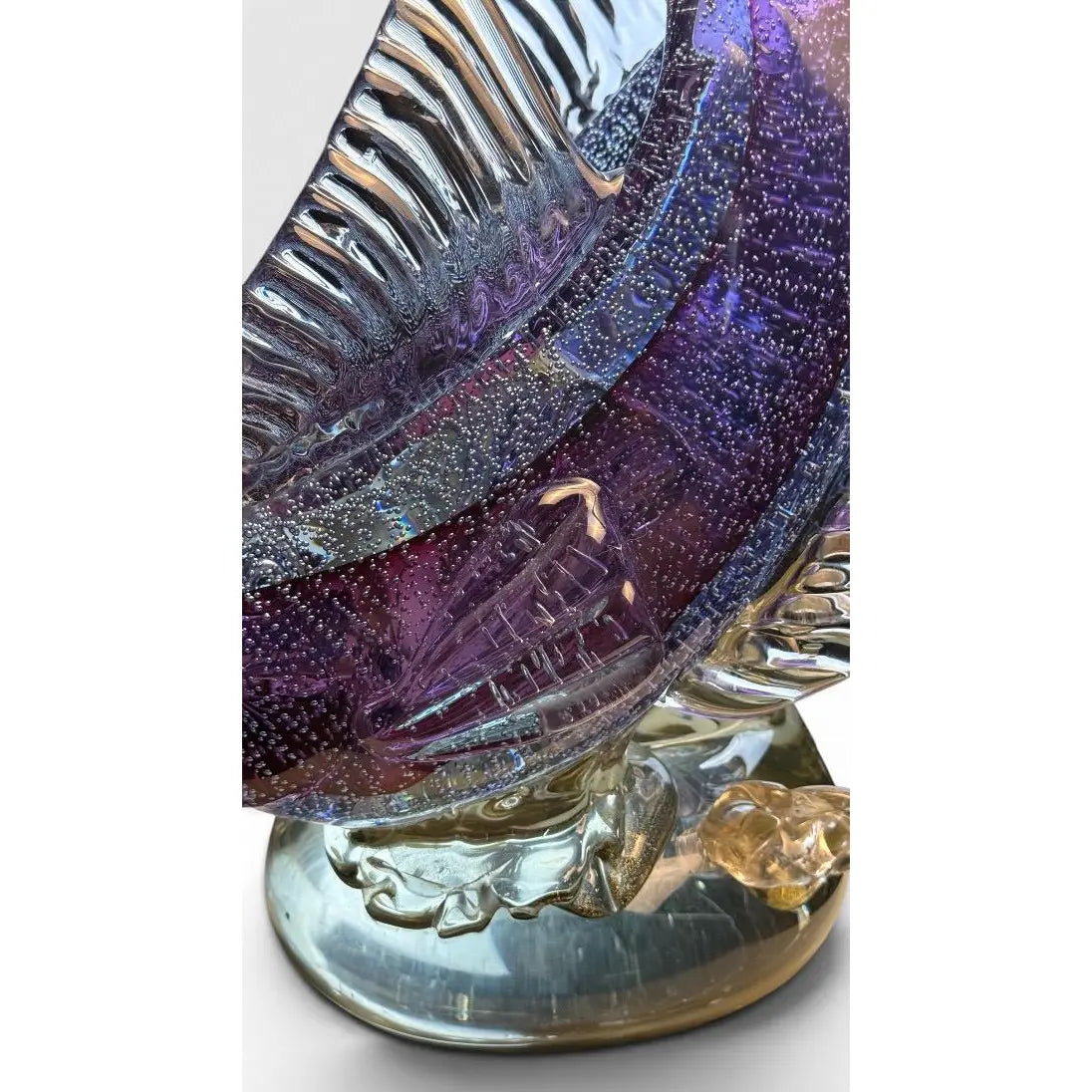 Large Vintage Alfredo Barbini Attributed Murano Glass Double Fish Sculpture Mid Century Italian Art Glass Centerpiece&nbsp;