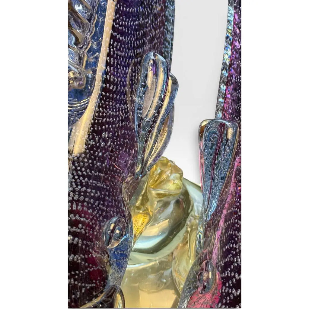 Large Vintage Alfredo Barbini Attributed Murano Glass Double Fish Sculpture Mid Century Italian Art Glass Centerpiece&nbsp;