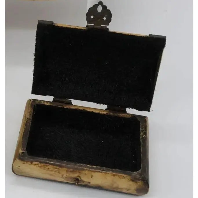 Curated Set of 3 Vintage Handcrafted Camel Bone & Brass Trinket Boxes