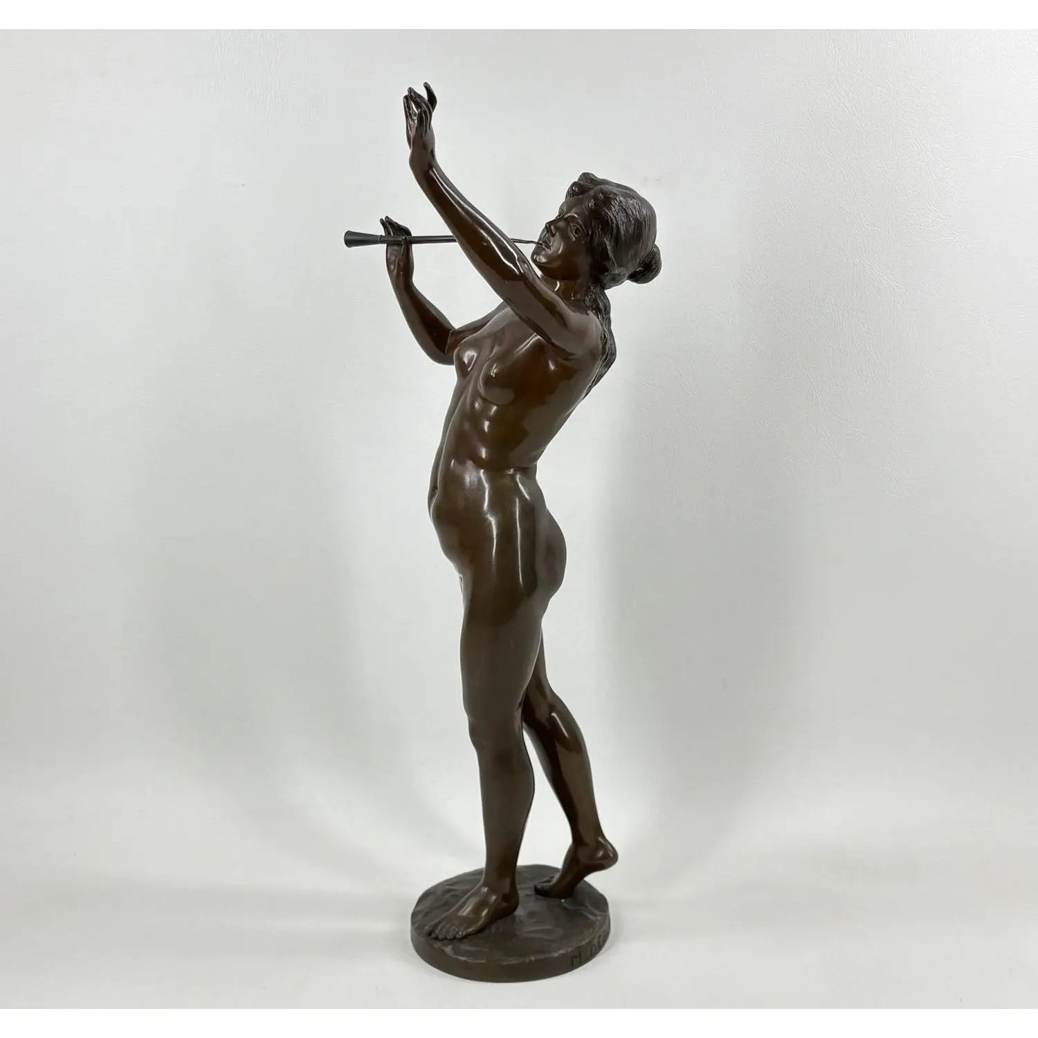 Antique French Art Nouveau Bronze Sculpture Musique By Marcel Debut