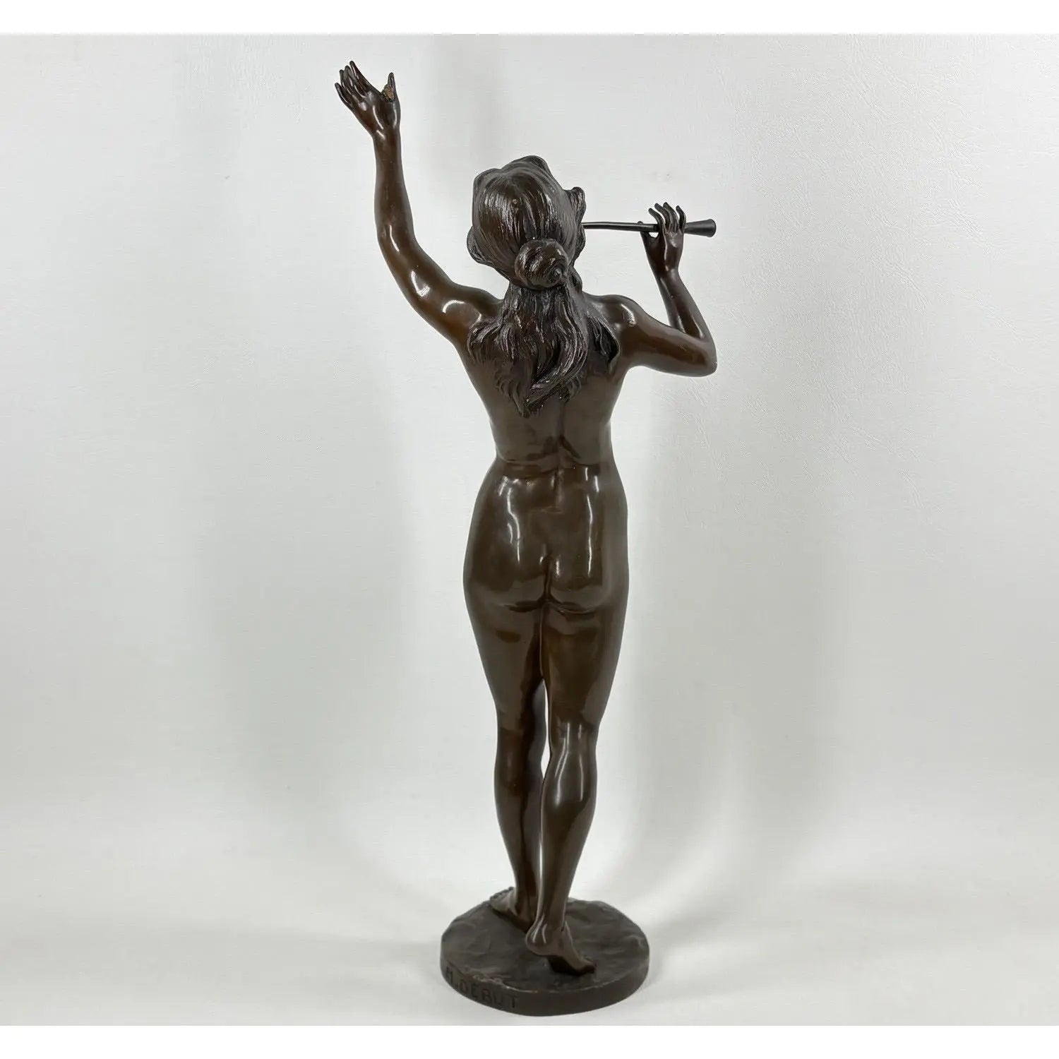 Antique French Art Nouveau Bronze Sculpture Musique By Marcel Debut