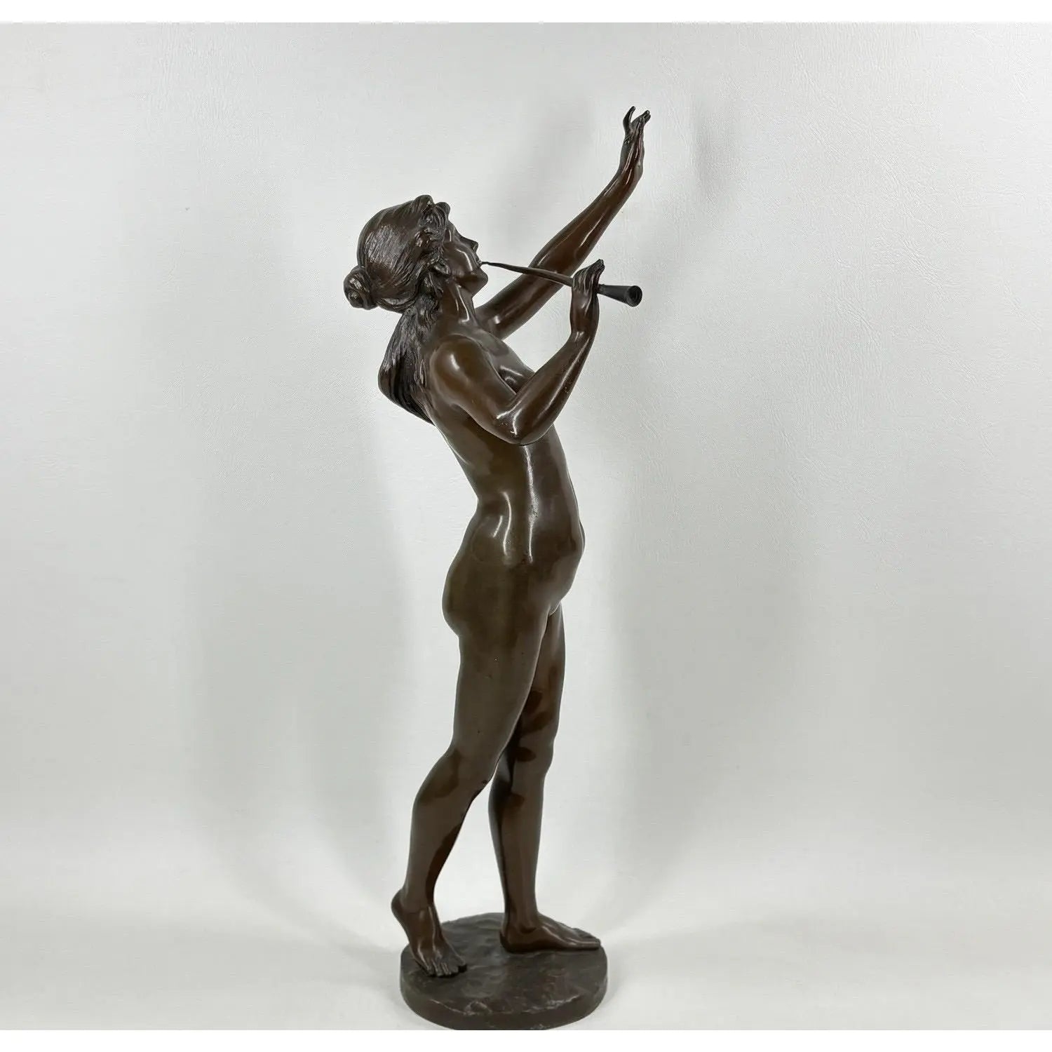 Antique French Art Nouveau Bronze Sculpture Musique By Marcel Debut